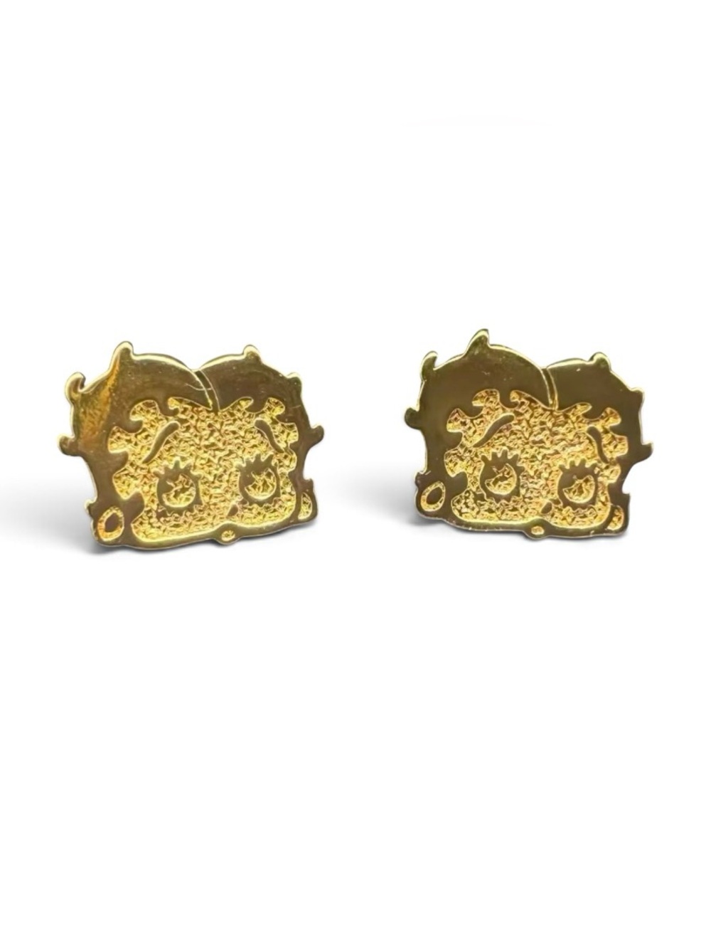 Gold Betty Boop Face Stud Earrings